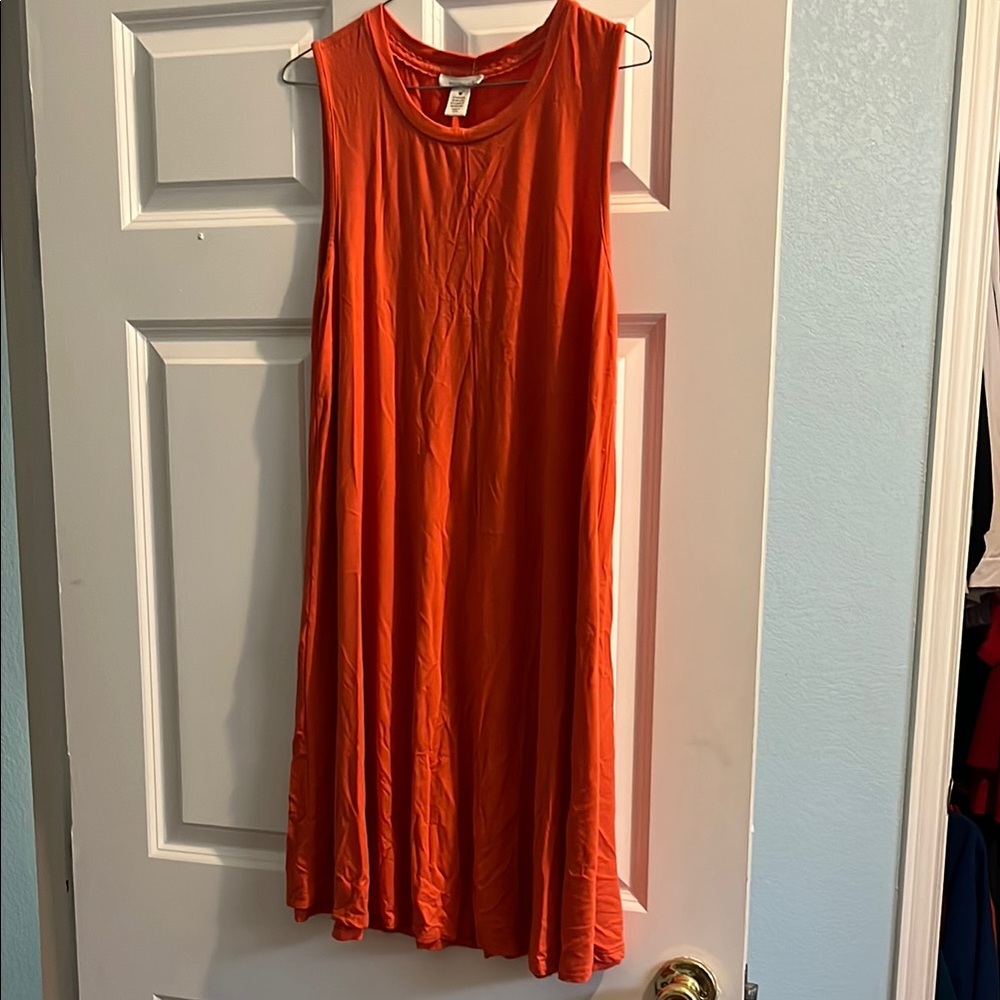 Westbound Orange Ribbed Sleeveless Midi Sundress
